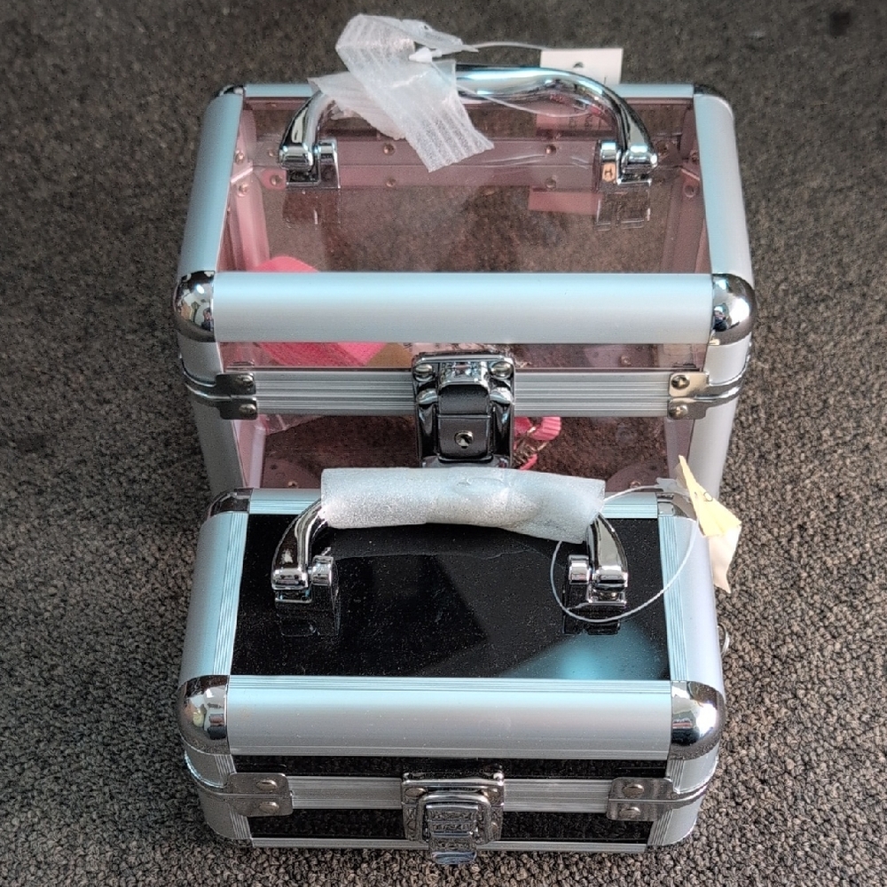 Silver and Pink Makeup Case Set